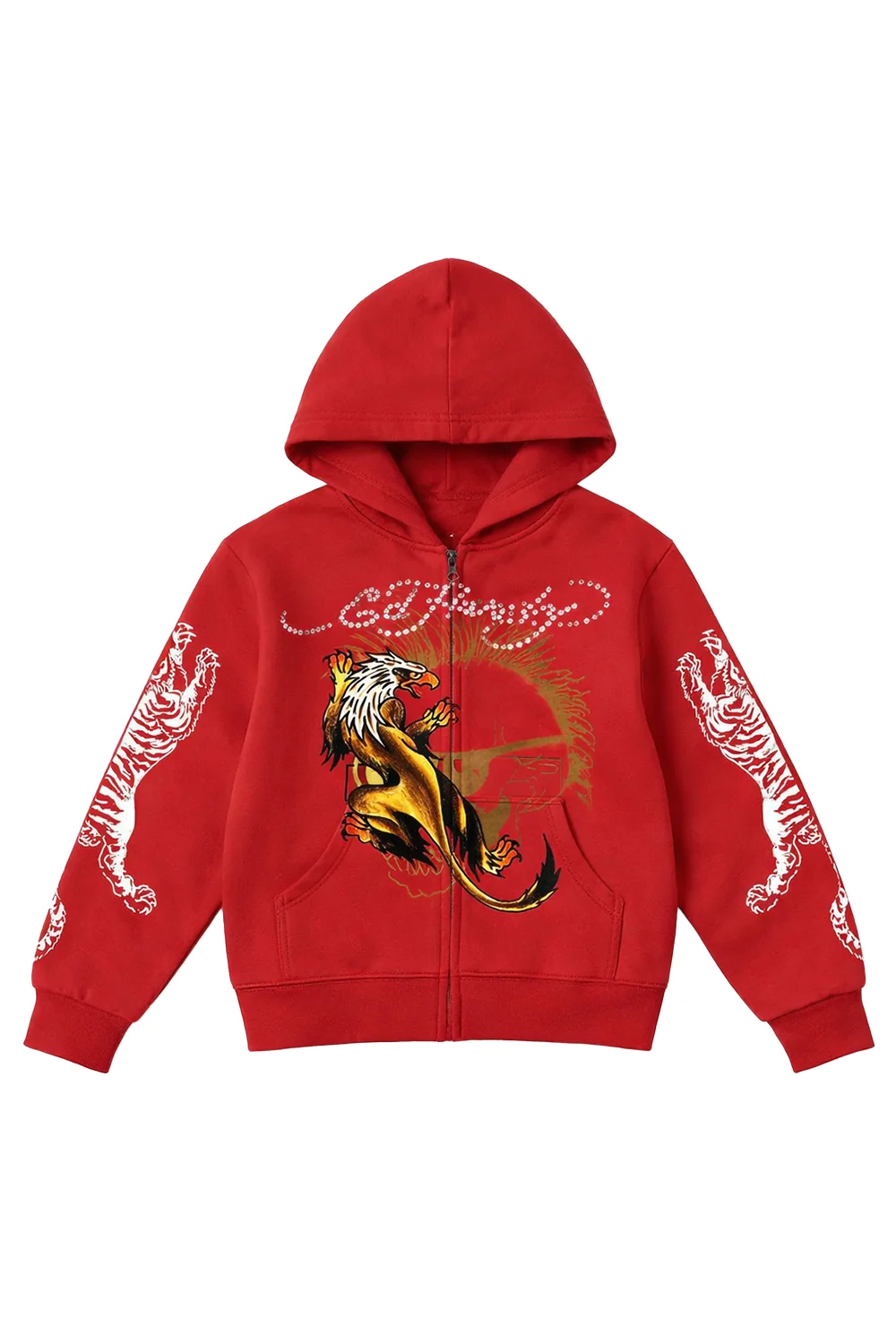 Kids Tiger Hawk Hoodie - Deep Red - Image 2