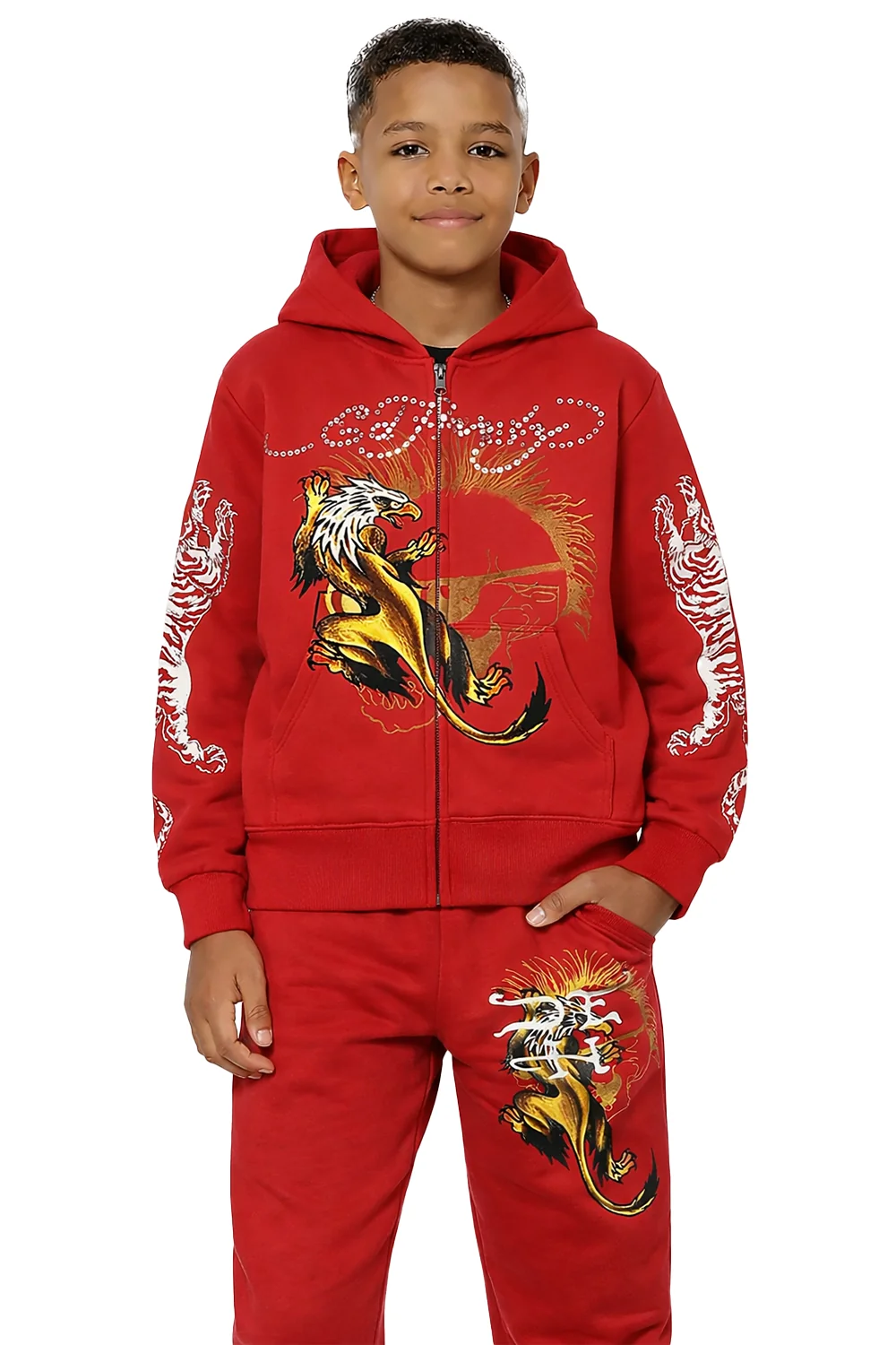 Kids Tiger Hawk Sweats -Deep Red