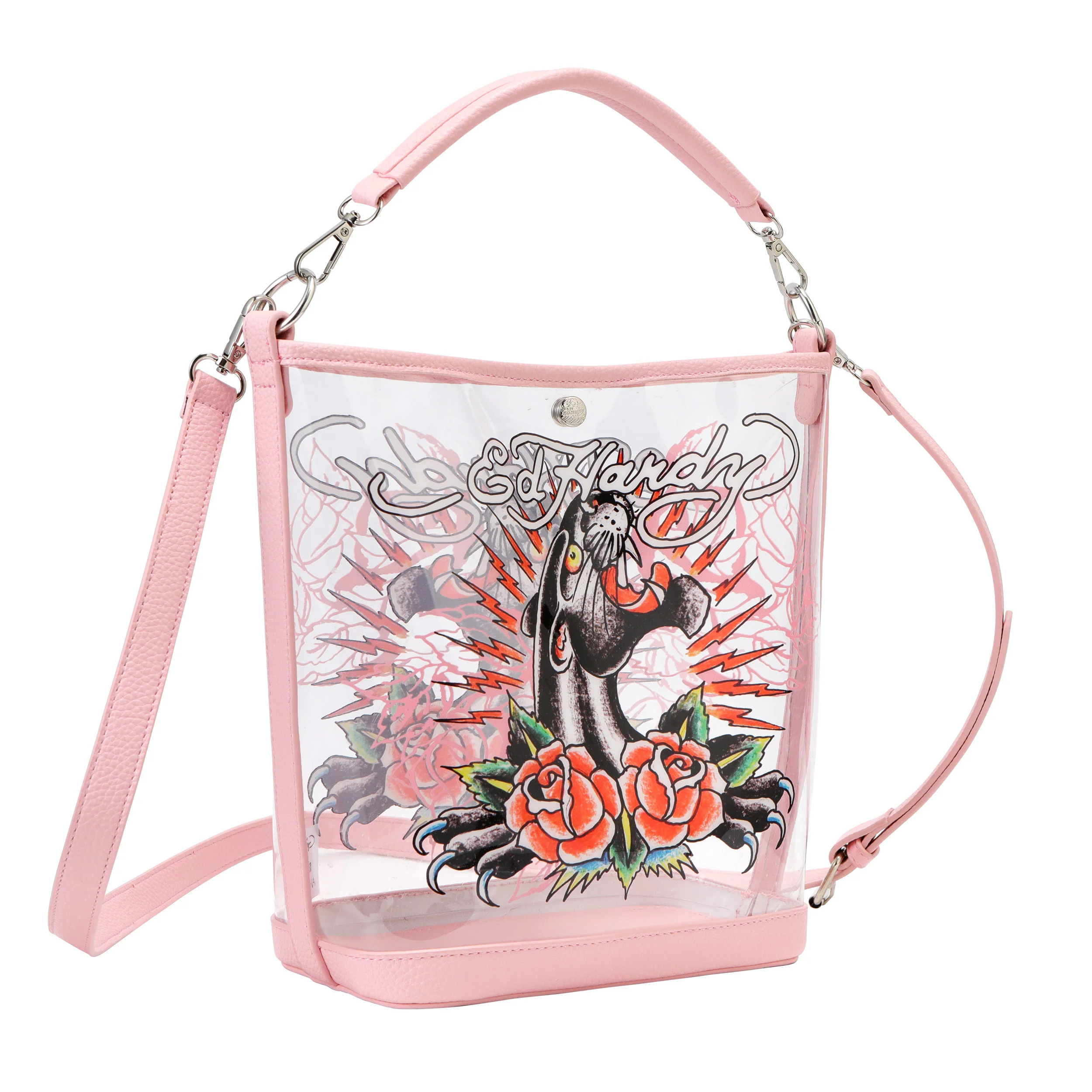 Pink Ed Hardy PVC Beach Bucket Bag - Rose Panther - Image 3