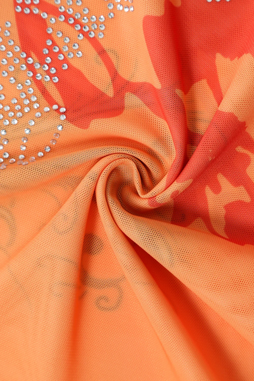 SUNSET SALLY' - ONE SHOULDER MESH DRESS - ORANGE - Image 11
